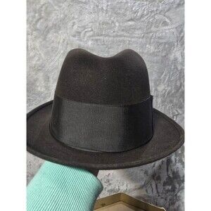Vintage Knox New York Black Fedora Hat Ribbon w/Feather Orig Box No Top